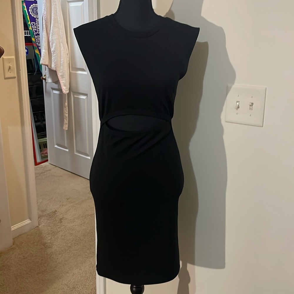 BCBGeneration Black Bodycon Dress With Cut Out Torso Size Small NWT